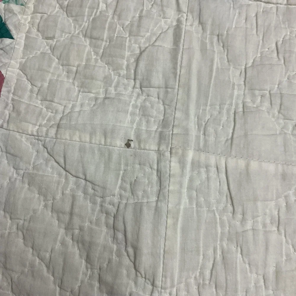 Vintage Hand Quilted Star Quilt 64x82 Labeled Patchwork American Cottage Bedding